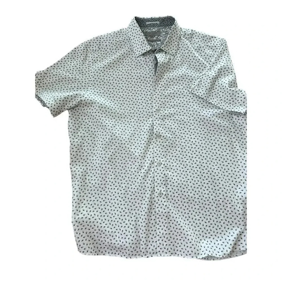 Ted Baker London Men's White Tropical Long Sleeve Button Down Shirt Size 6 - Picture 1 of 5
